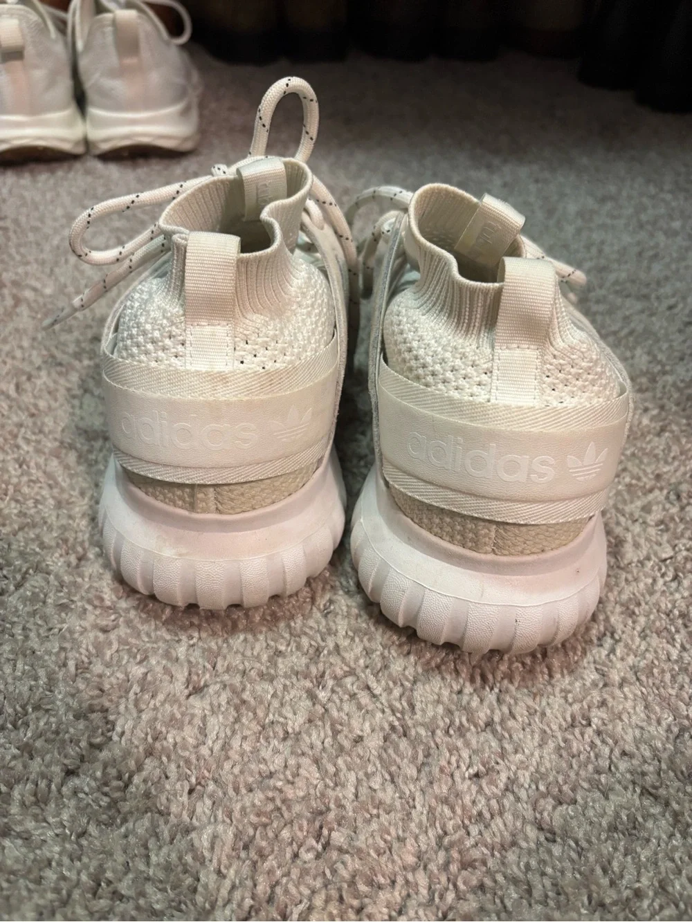 Adidas White Knit Athletic Sneakers